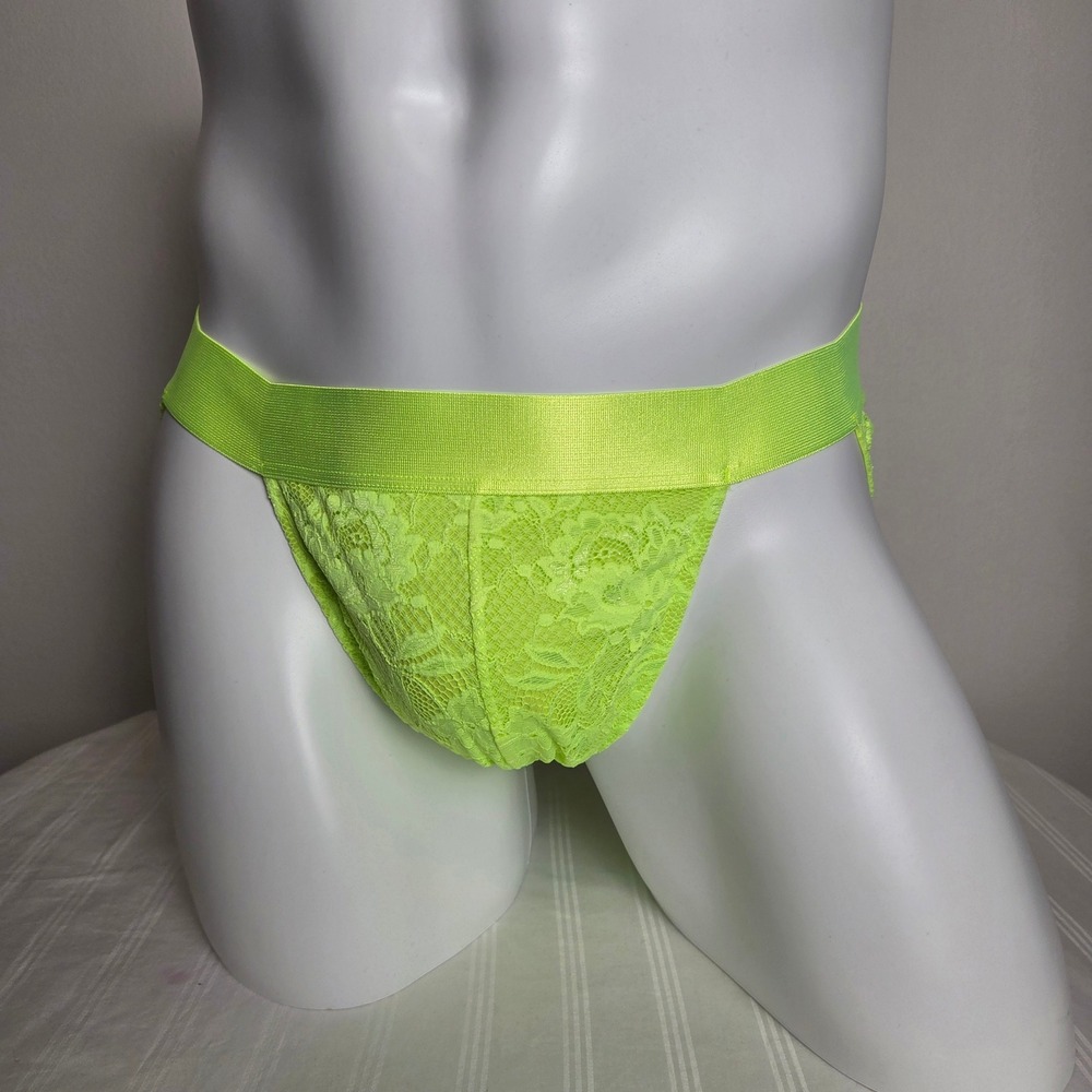 Cosabella Mens Hottie Mid Rise Lace Brief Neon Yellow Soft Stretch Full Coverage